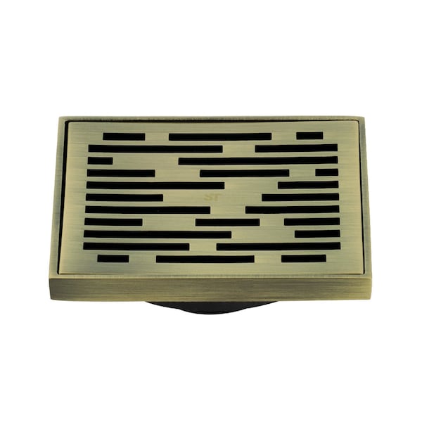 BSF6310AB Watercourse Transit 4" Square Grid Shower Drain, Brass